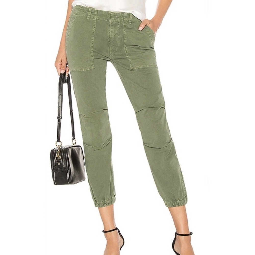 Nili Lotan 111/88 80 NL Green Women's Cropped Military Jogger Pants Size 6